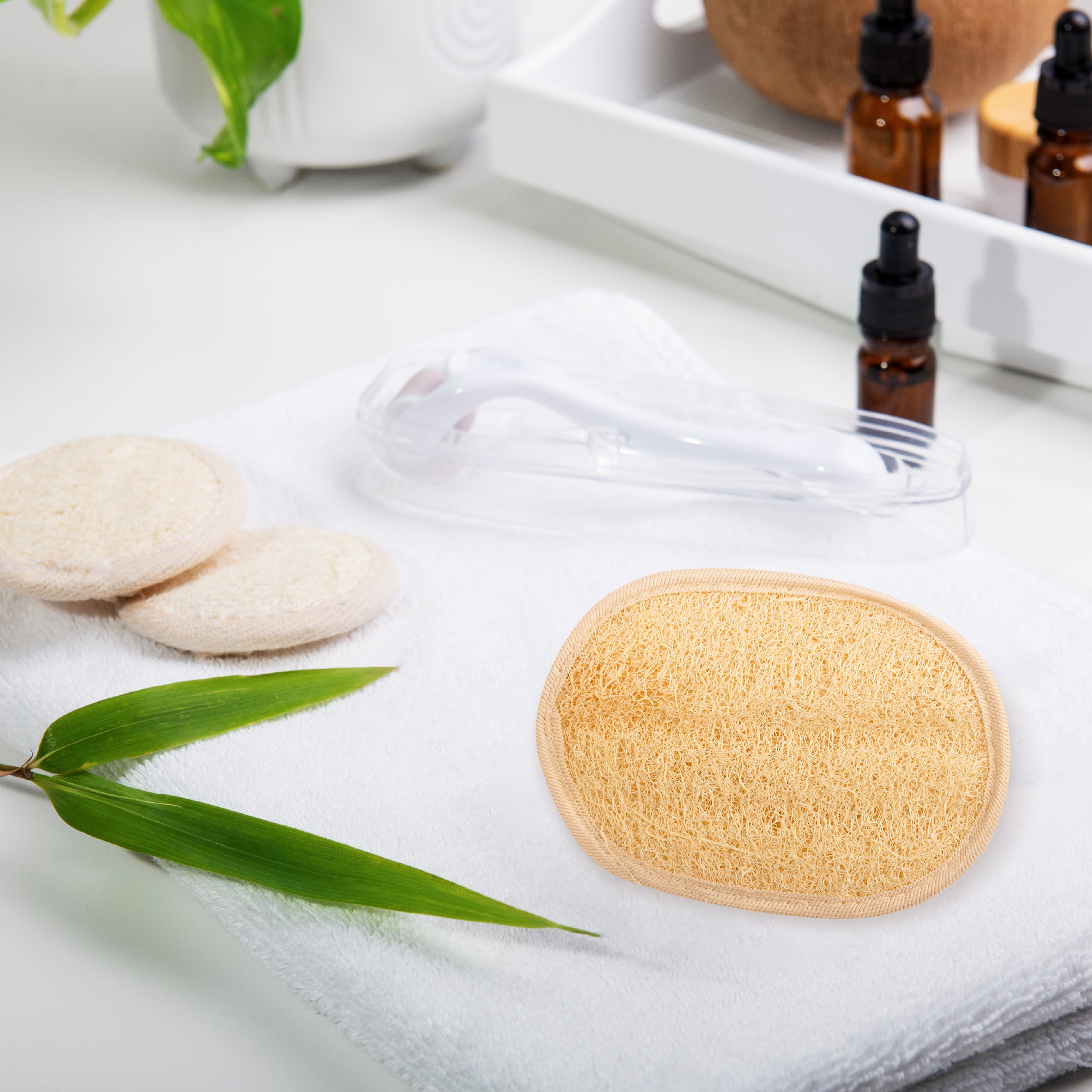 SERRENTO Egyptian Natural Loofah Body Scrubber Pads, Double Sided Luffa Sponge for Women and Men, Deep Scrubbing Shower Face Back and Body, Loofa Luffah Exfoliation Pads – 6.9x4.7 Inches, 2 Pack