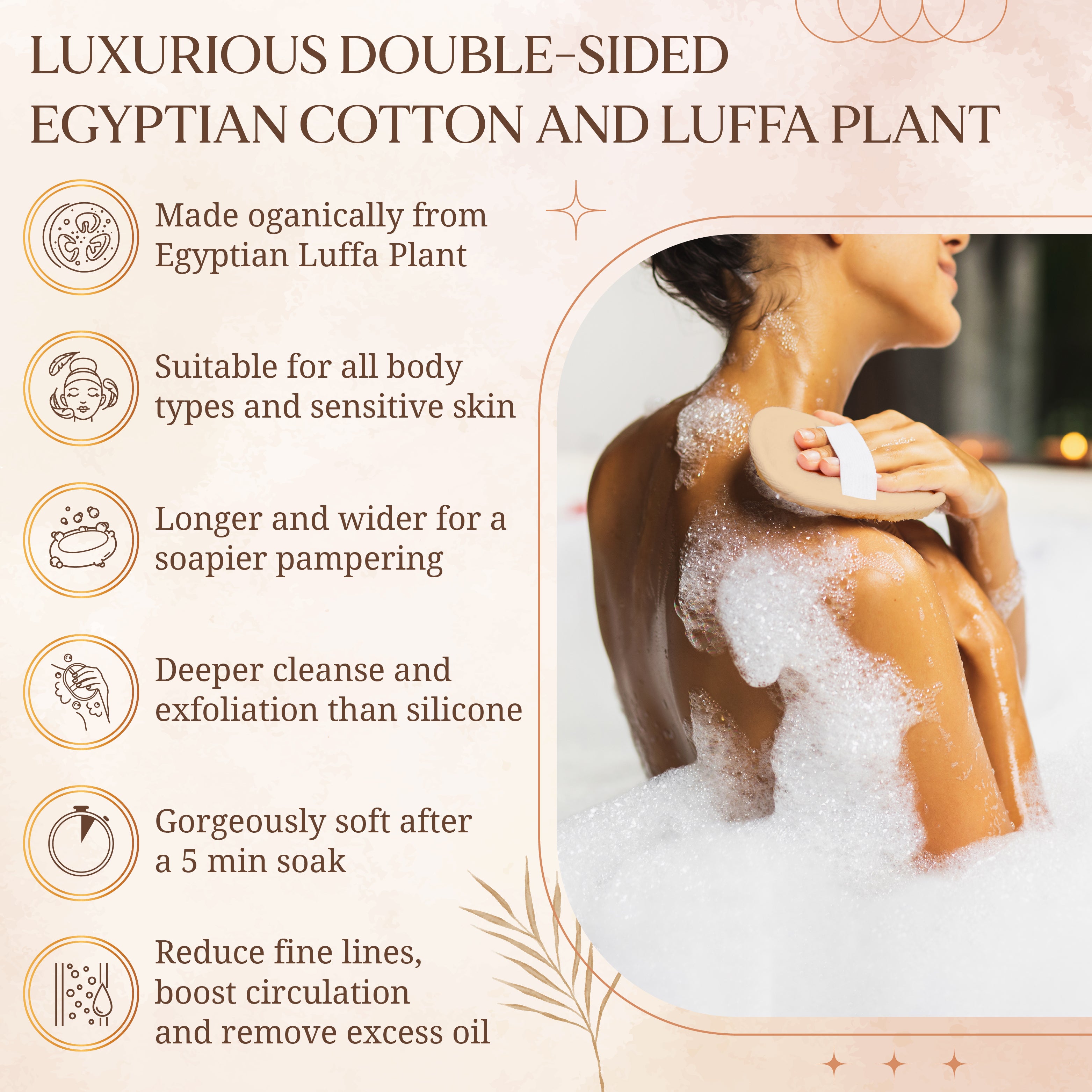 SERRENTO Egyptian Natural Loofah Body Scrubber Pads, Double Sided Luffa Sponge for Women and Men, Deep Scrubbing Shower Face Back and Body, Loofa Luffah Exfoliation Pads – 6.9x4.7 Inches, 2 Pack
