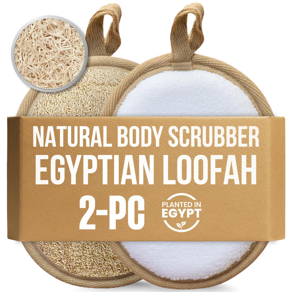 SERRENTO Egyptian Natural Loofah Exfoliating Body Scrubber for Face, Body and Back