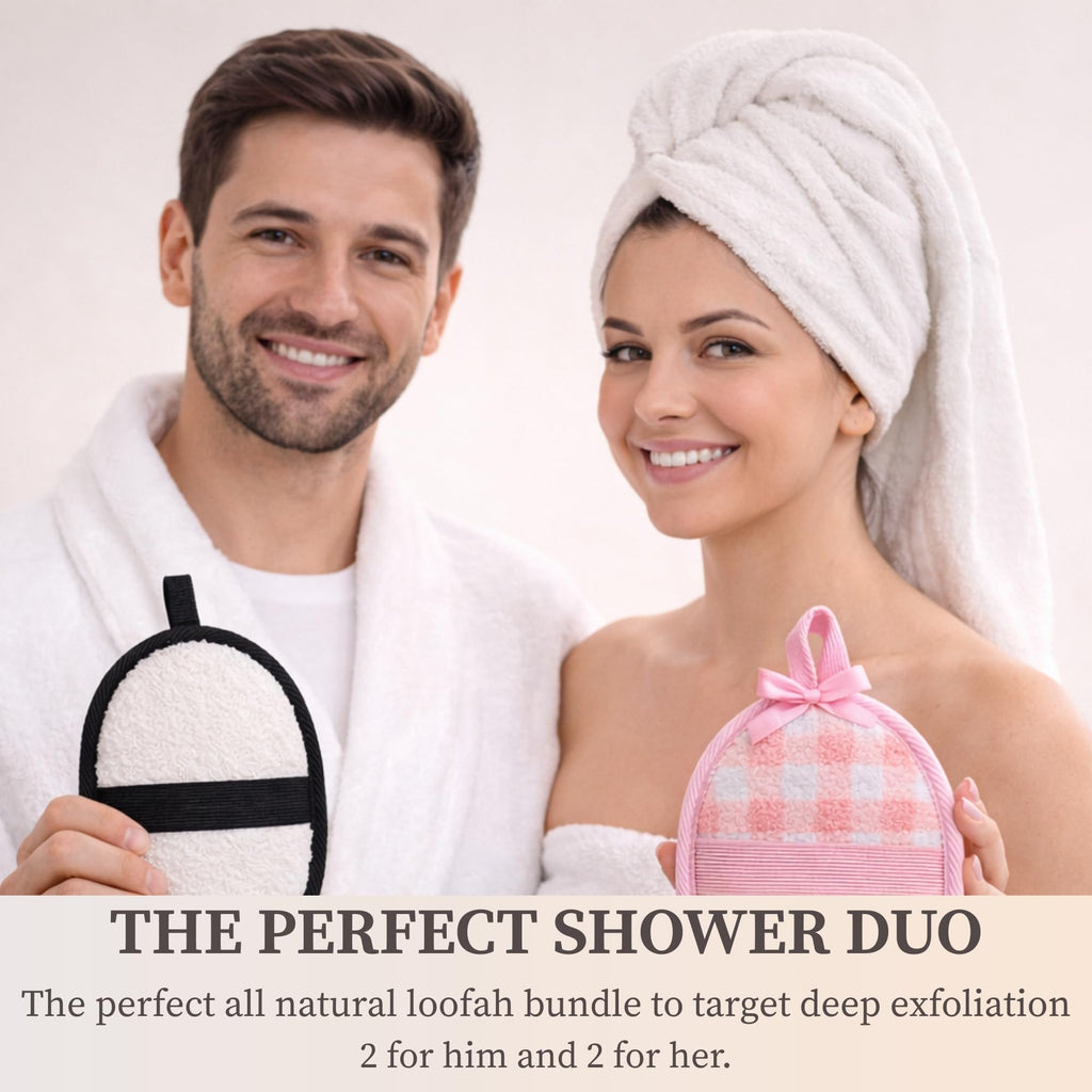 SERRENTO Egyptian Natural Loofah Exfoliating Body Scrubber for Face, Body and Back