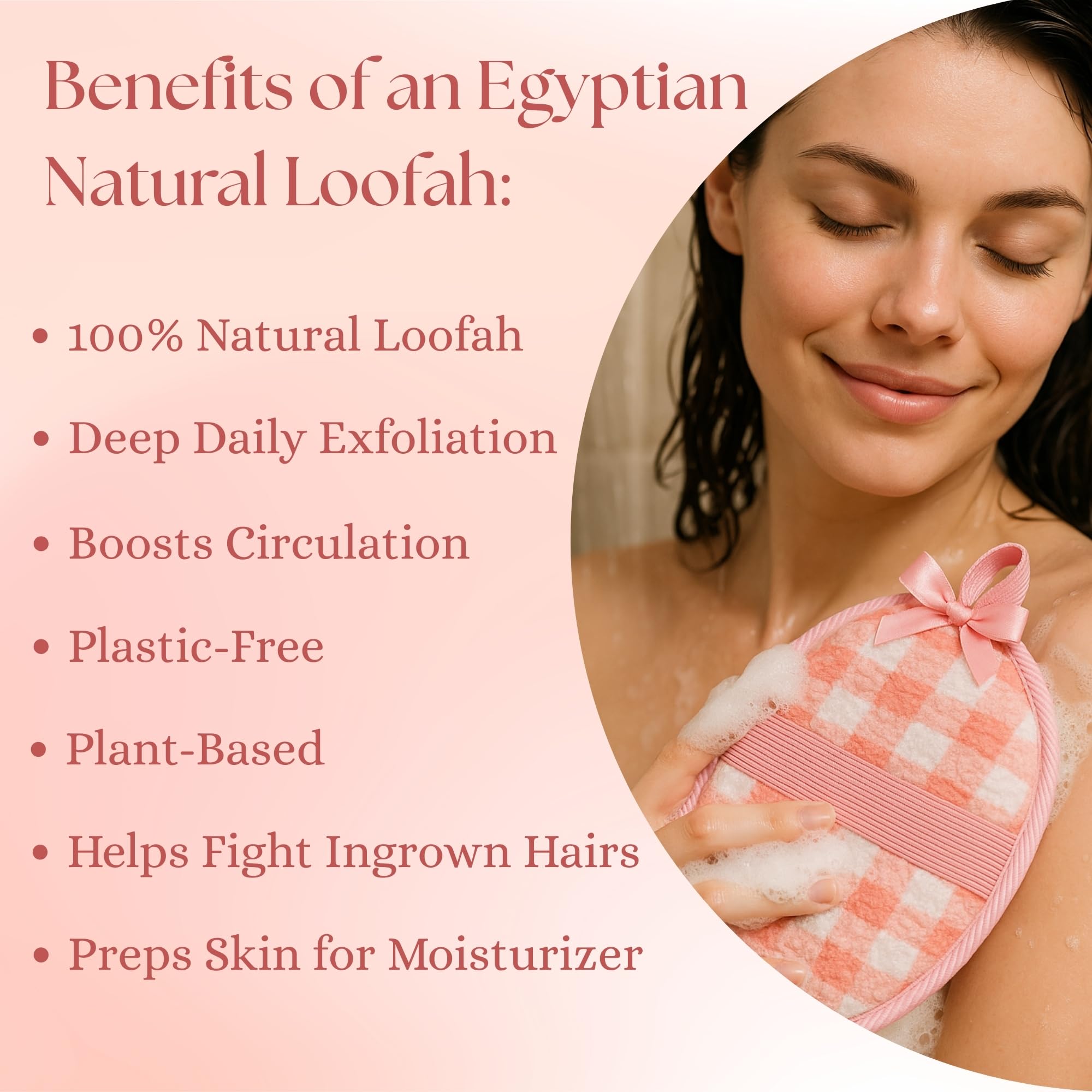 SERRENTO Egyptian Natural Loofah Exfoliating Body Scrubber for Face, Body and Back