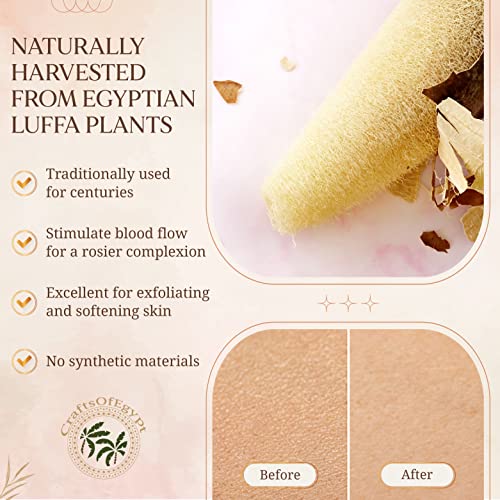 SERRENTO Egyptian Natural Loofah Exfoliating Body Scrubber for Face, Body and Back