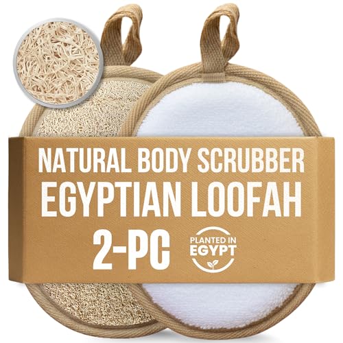 SERRENTO Egyptian Natural Loofah Exfoliating Body Scrubber for Face, Body and Back