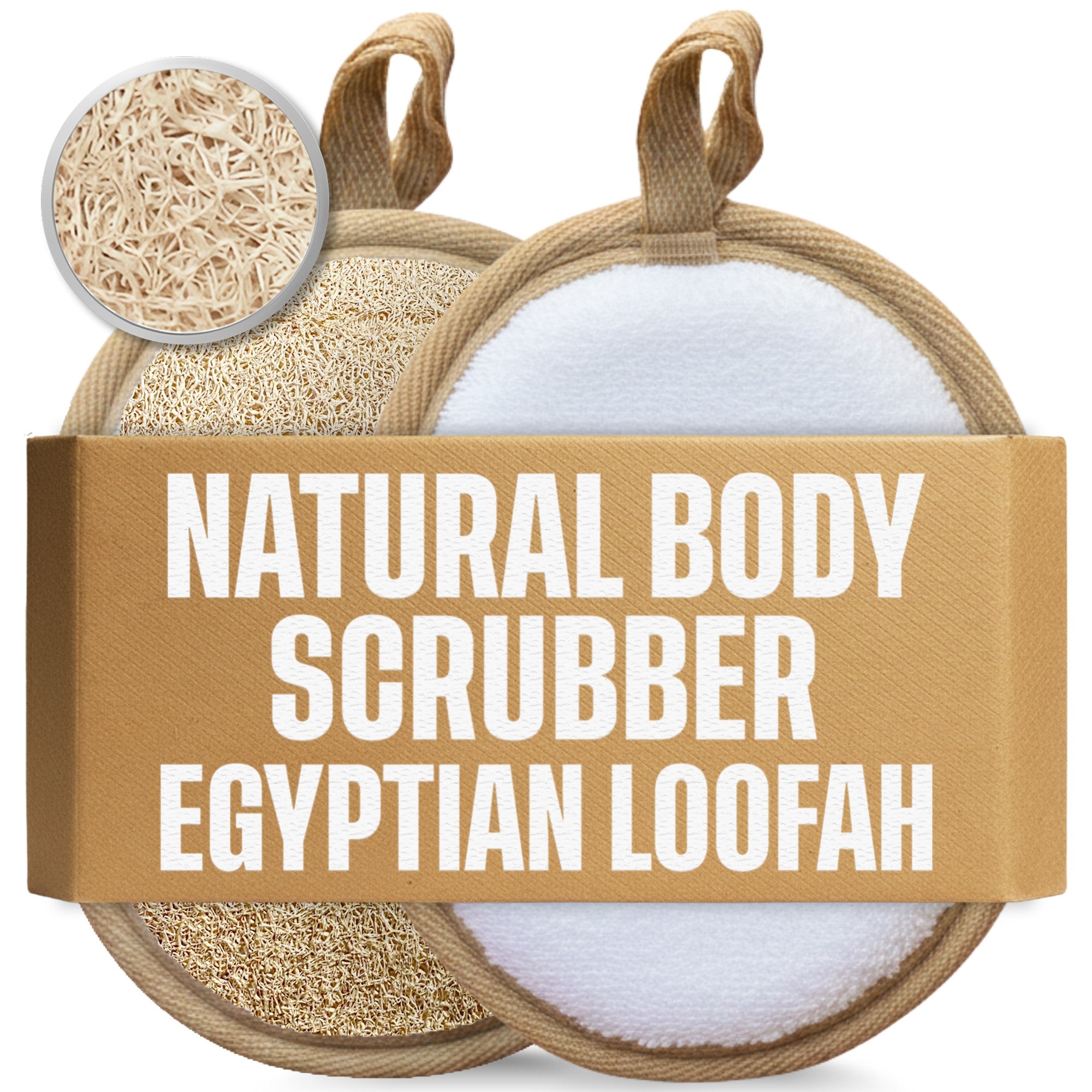 SERRENTO Egyptian Natural Loofah Body Scrubber Pads, Double Sided Luffa Sponge for Women and Men, Deep Scrubbing Shower Face Back and Body, Loofa Luffah Exfoliation Pads – 6.9x4.7 Inches, 2 Pack
