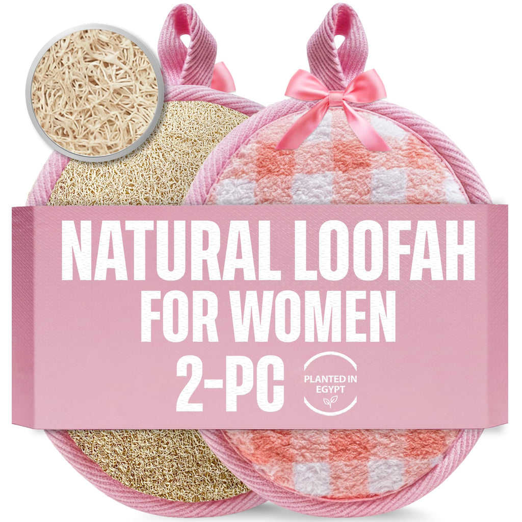 SERRENTO Egyptian Natural Loofah Exfoliating Body Scrubber for Face, Body and Back