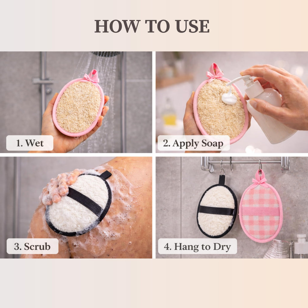 SERRENTO Egyptian Natural Loofah Exfoliating Body Scrubber for Face, Body and Back
