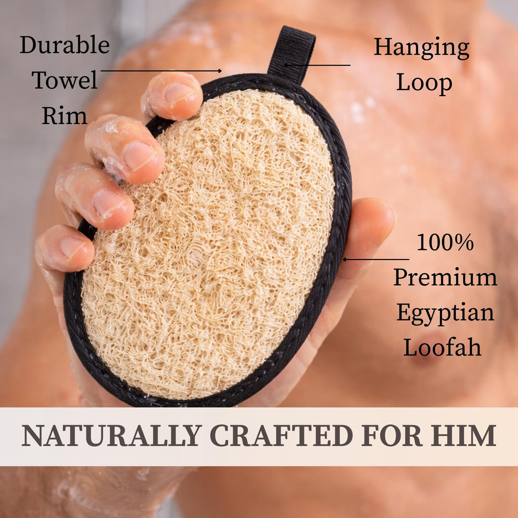 SERRENTO Egyptian Natural Loofah Exfoliating Body Scrubber for Face, Body and Back